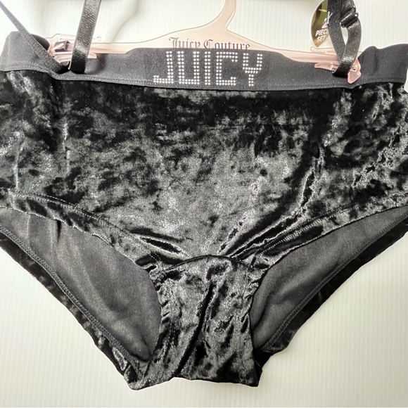 Juicy Couture Crushed Jersey Velvet Bra and Underwear Set - Black - Picture 9 of 16
